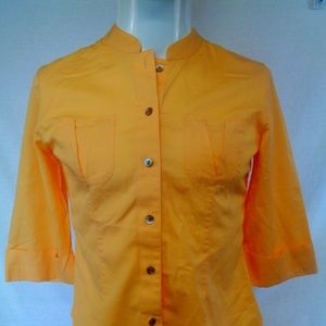 J Jill Gold Yellow Button Up Small Petite Blouse